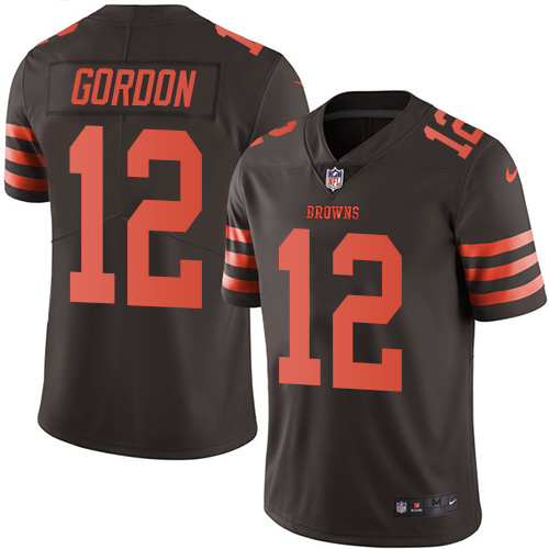 Men's Elite Josh Gordon Nike Jersey Brown - #12 Rush NFL Cleveland Browns